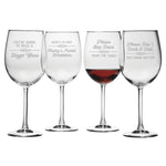 Wine Wisdom- Etched Stemmed Wine Glass Set