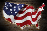 USA Flag Map- Illuminated "glow" effect border: 36" x 23.9"