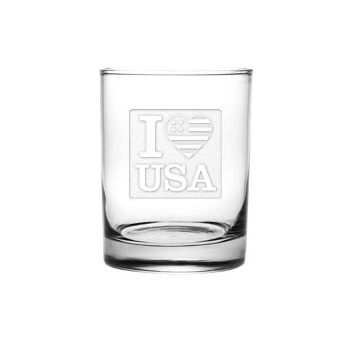 I Love USA Stemless Rocks Glasses (Set of 4)